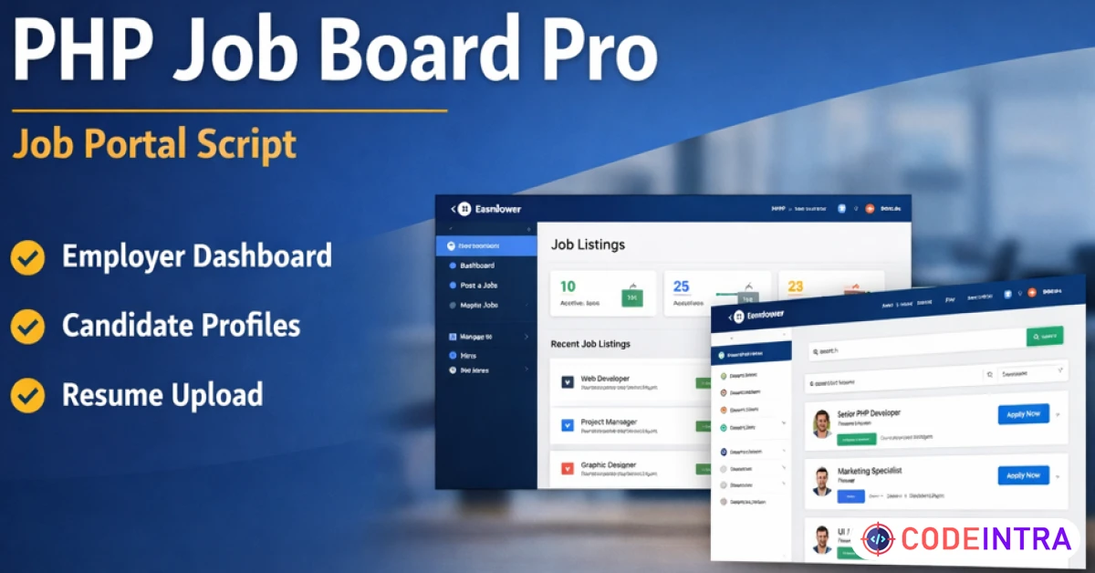 Product featured image PHP Job Board Pro – Complete Job Portal Script with Employer Dashboard - Codeintra