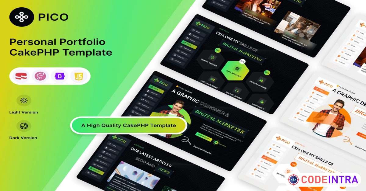 Product featured image Pico - Personal Portfolio CakePHP Template - Codeintra