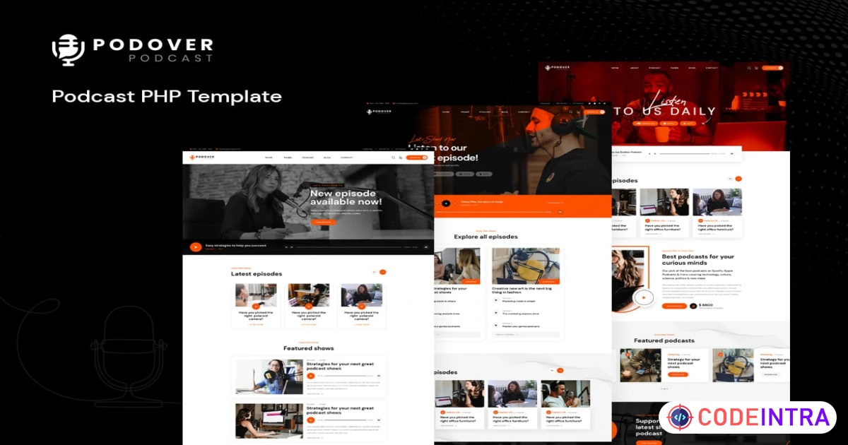 Podover - Podcast PHP Template - Codeintra