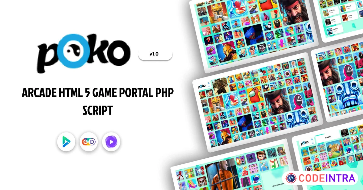 Poko Arcade HTML 5 Game Portal PHP Script
 - Codeintra