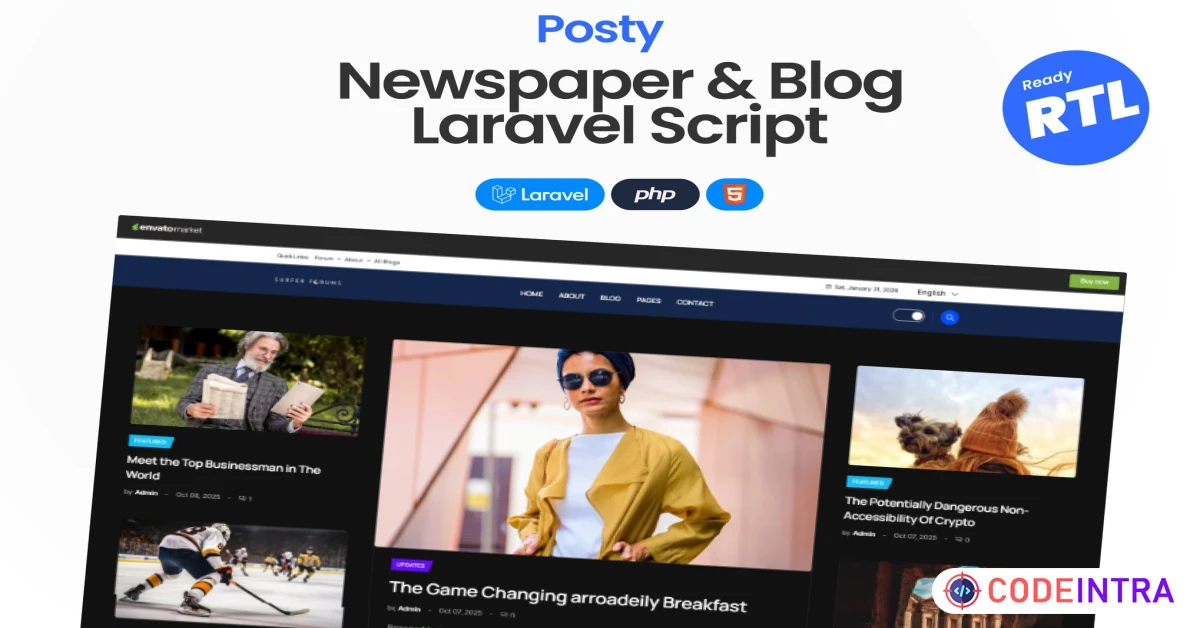 Product featured image Posty – News Management System Laravel CMS - Codeintra