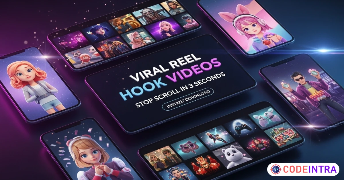 Product featured image Premium Viral Hook Videos for Instagram Reels Growth - Codeintra