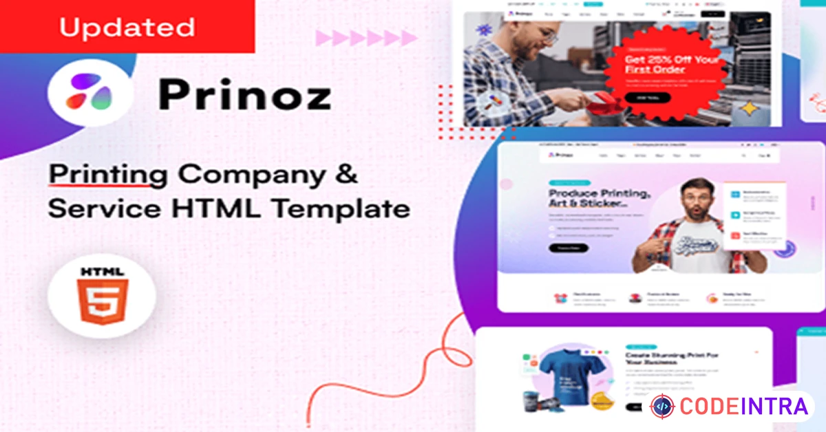 Product featured image Prinoz- Printing company & Service HTML template - Codeintra