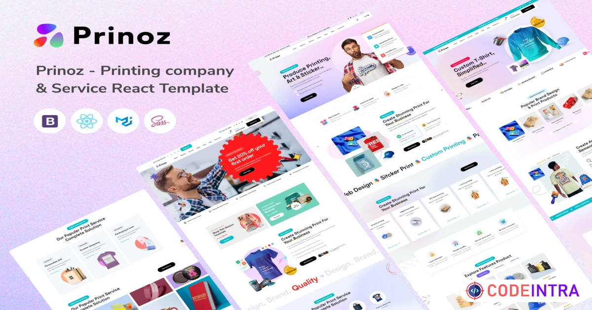 Prinoz - Printing company & Service React Template - Codeintra