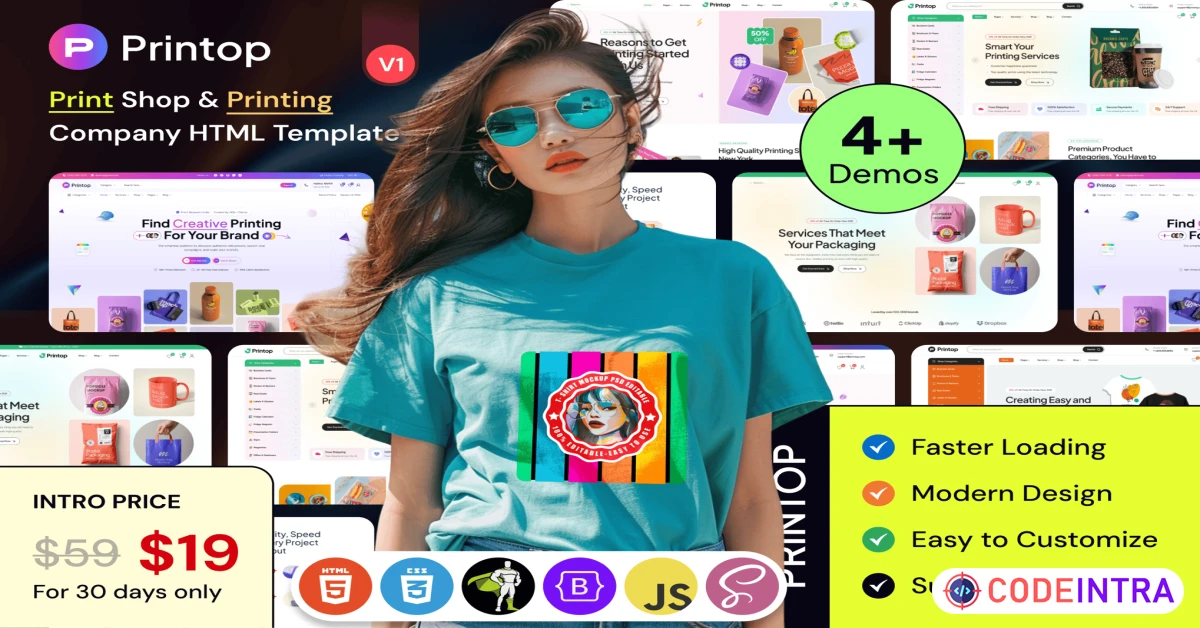 Product featured image Printop - Print Shop & Printing Company HTML - Codeintra