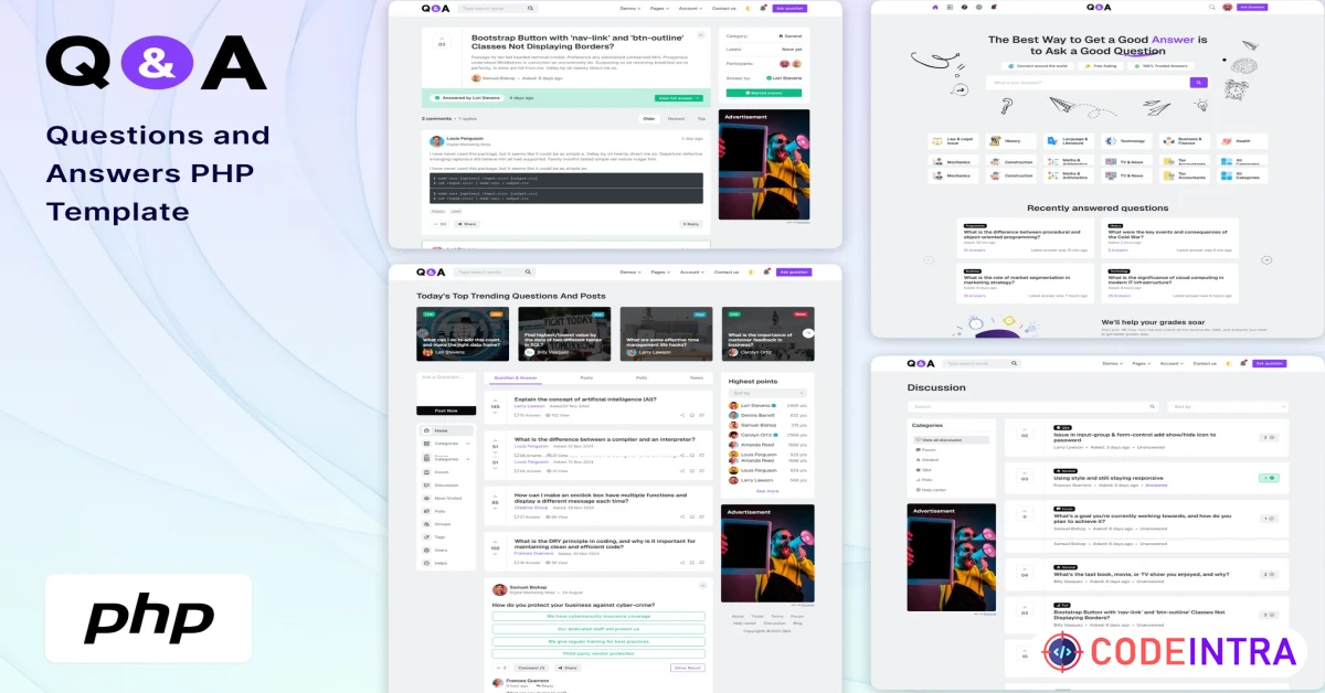 Product featured image Q&A - Questions and Answers PHP Template - Codeintra