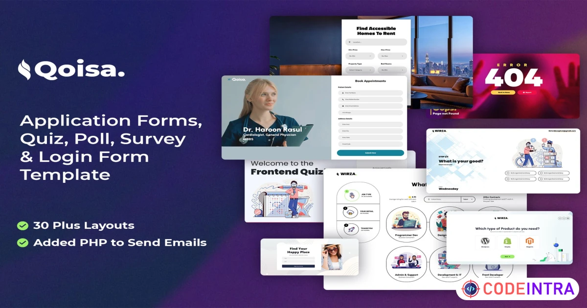 Qoisa - Application Forms, Quiz, & Survey Template - Codeintra