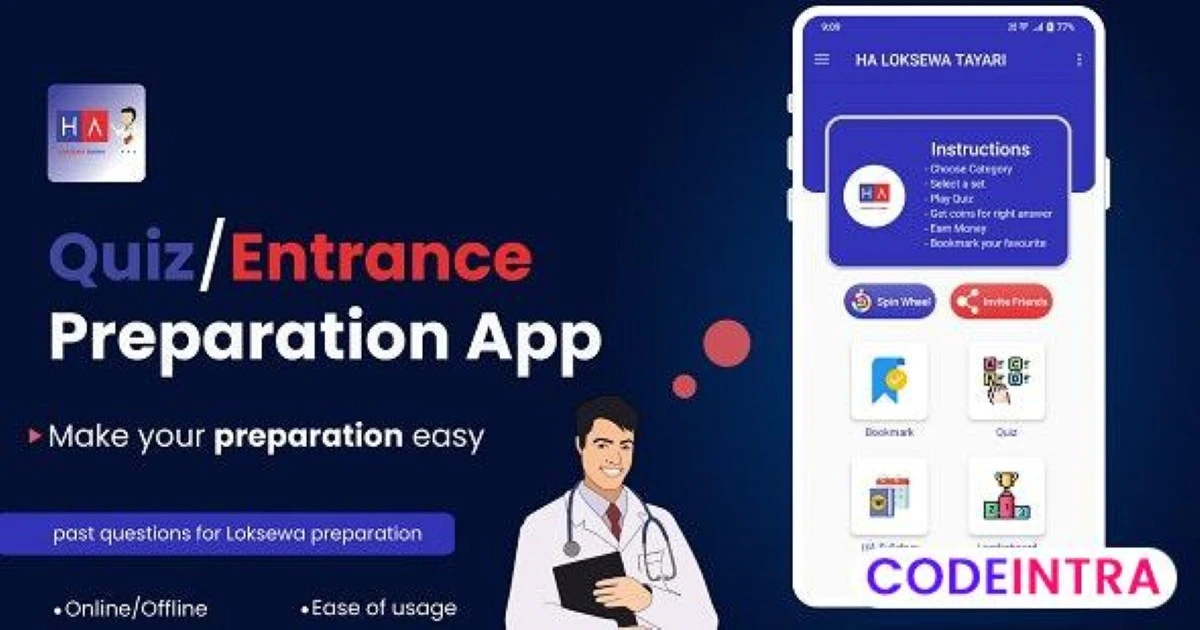 Quiz App with Earning System + Admob Integration ( - Codeintra