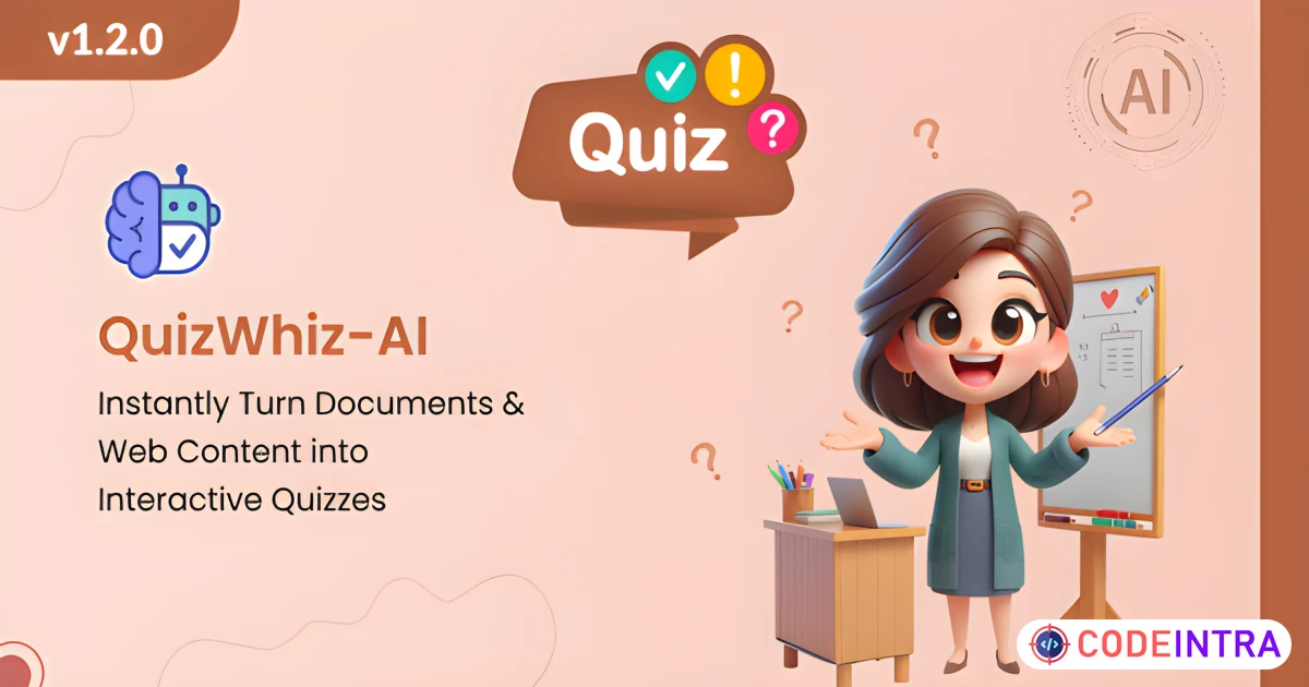 Quiz Generator : AI Powered Questions & Answers Generator - Built With Laravel - Codeintra