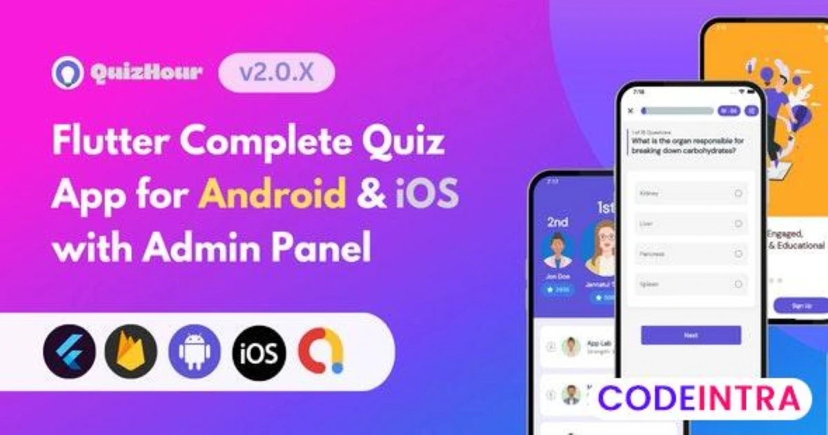 Quizhour - Flutter Quiz App for Android & iOS with - Codeintra