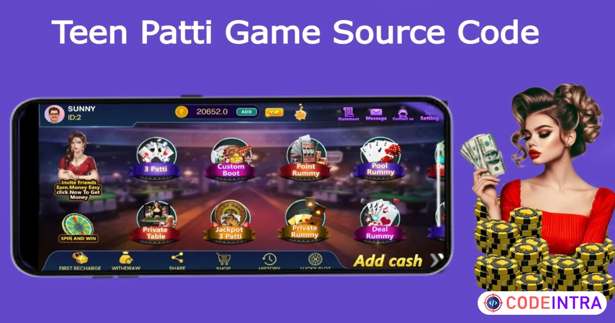Real Cash Teen Patti Game Latest Source Code | Casino Game Source Code (Android App With Admin Panel) - Codeintra