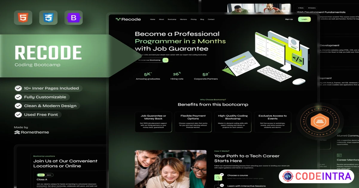Recode - Coding Bootcamp HTML5 Template - Codeintra
