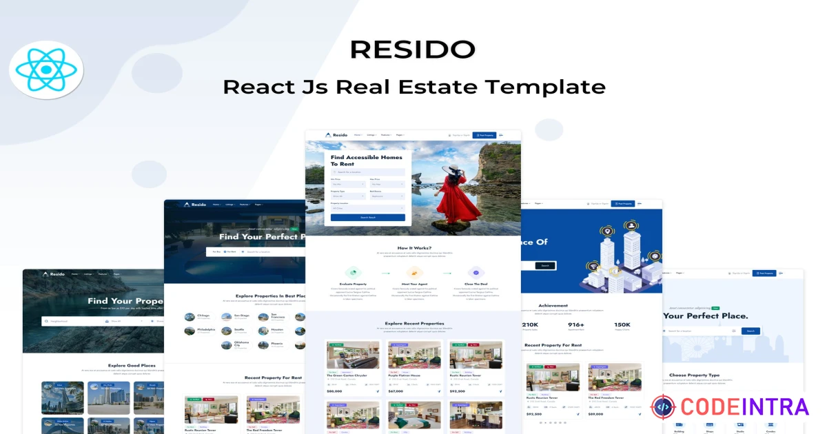 Resido - React Js Real Estate Template - Codeintra