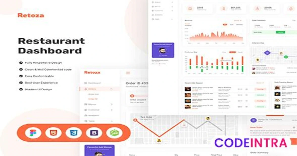 Retoza - Restaurant Dashboard (Design + Code) Download - Codeintra