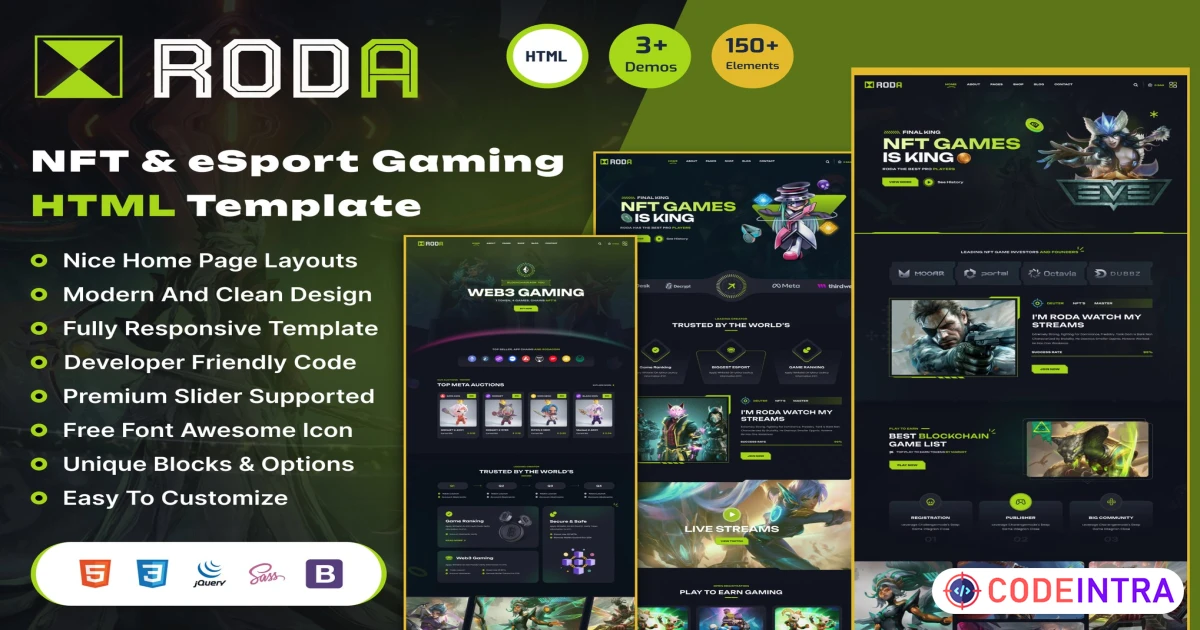Roda - NFT Gaming & eCommerce HTML Template - Codeintra