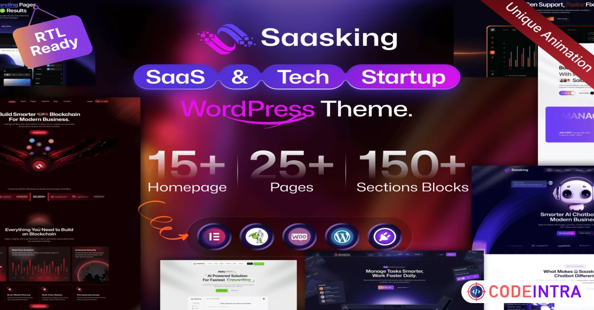 Product featured image Saasking - SaaS & Tech Startup WordPress - Codeintra