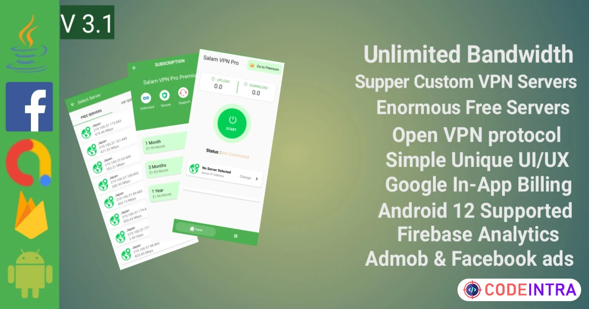 Product featured image Samrat VPN Pro - Free Unlimited VPN Service - Codeintra