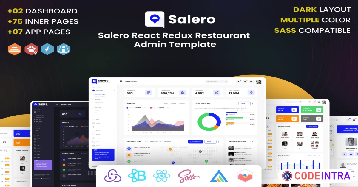 Product featured image Salero - React Redux Restaurant Admin Bootstrap - Codeintra