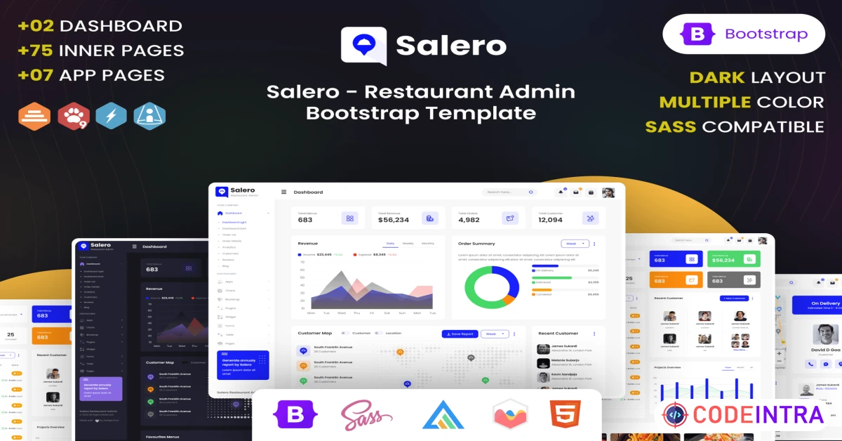 Product featured image Salero - Restaurant Admin Bootstrap Template - Codeintra