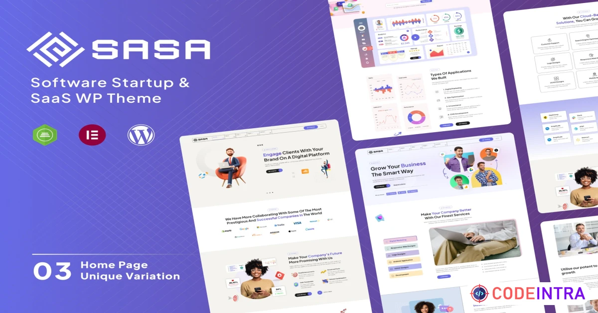 SaSa - Startup, SaaS WordPress Theme - Codeintra