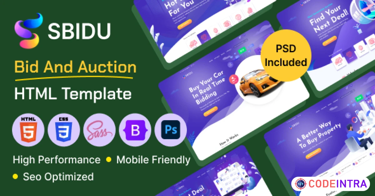 Sbidu - Bid And Auction HTML Template - Codeintra