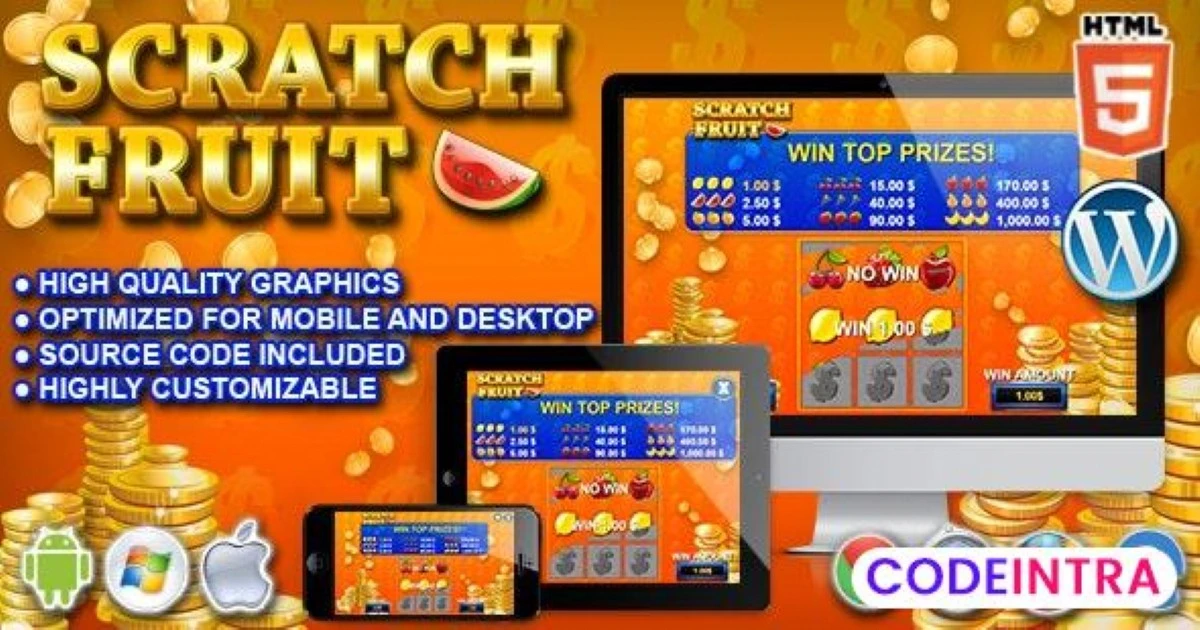Scratch Fruit - HTML5 Casino Game - Codeintra
