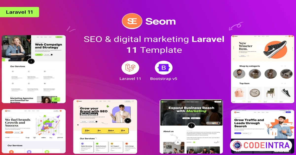 Seom - SEO & digital marketing Laravel 11 Template - Codeintra