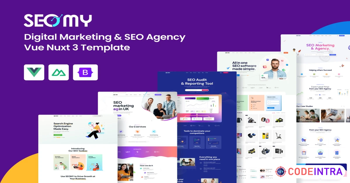 SEOMY - Digital Marketing Agency Vue Nuxt Template - Codeintra