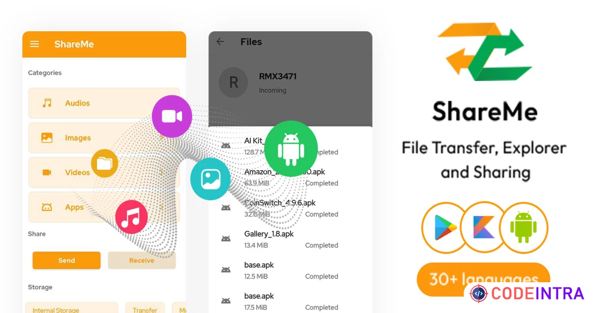 Product featured image ShareMe - Fast File Transfer Share Android App
 - Codeintra