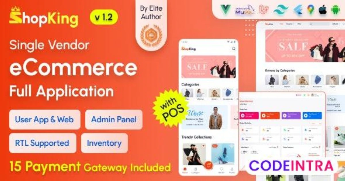 ShopKing - eCommerce App with Laravel Website & Ad - Codeintra