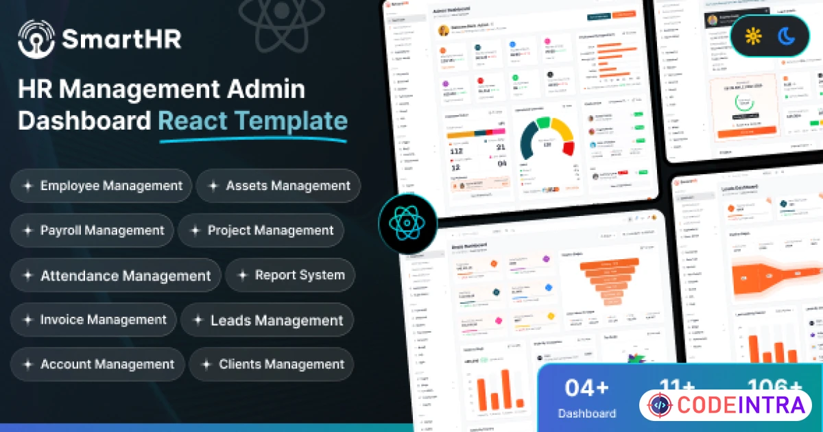 SmartHR - React 19+ & Html HRMS, Payroll, CRM - Codeintra