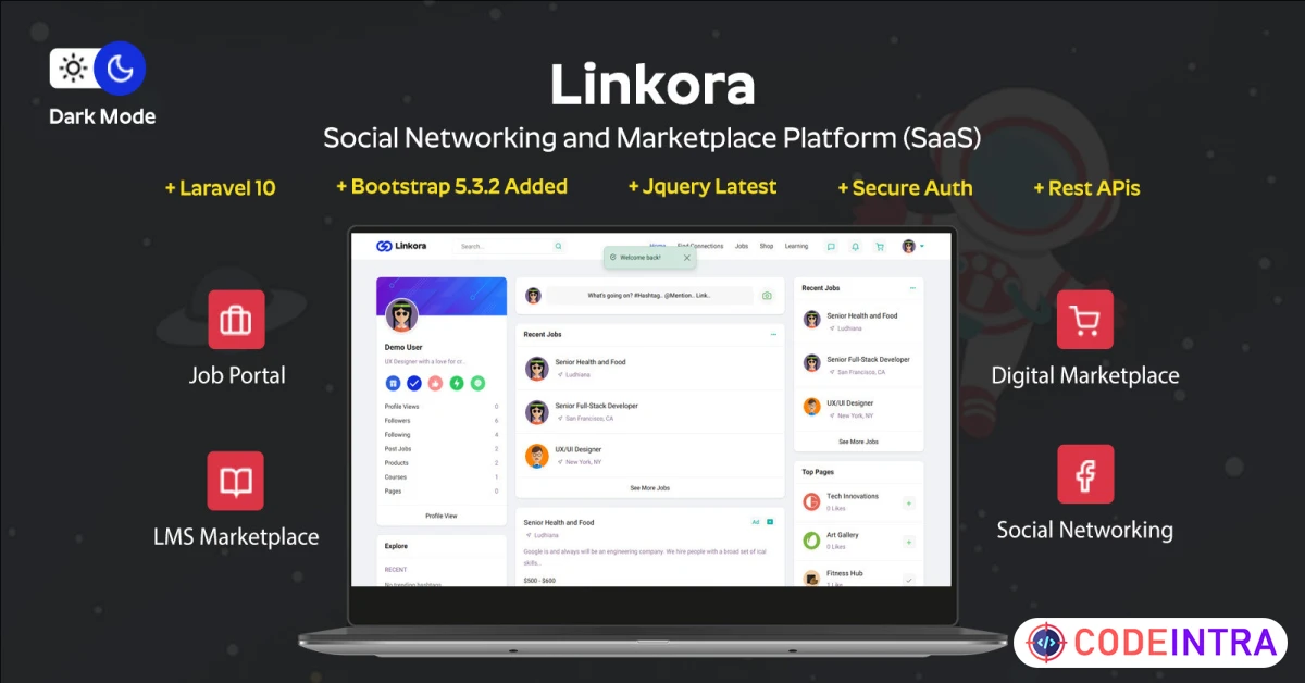 Product featured image Social Networking Marketplace - Source Code Selling PHP Script - Codeintra