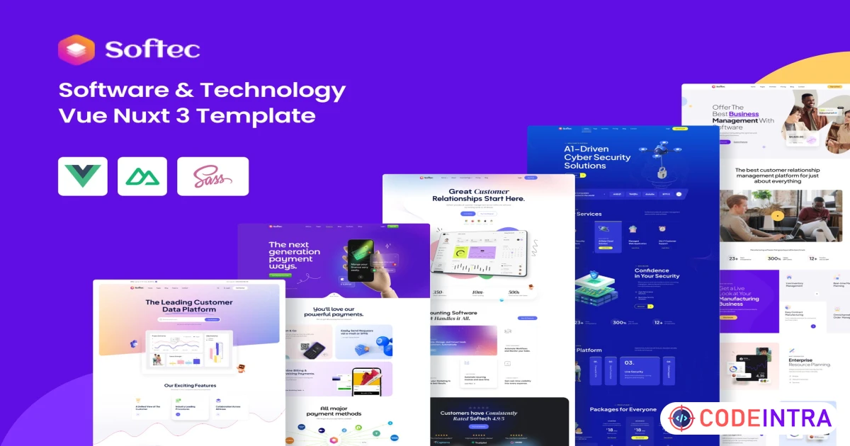 Softec - Software & Technology Vue Nuxt 3 Template - Codeintra