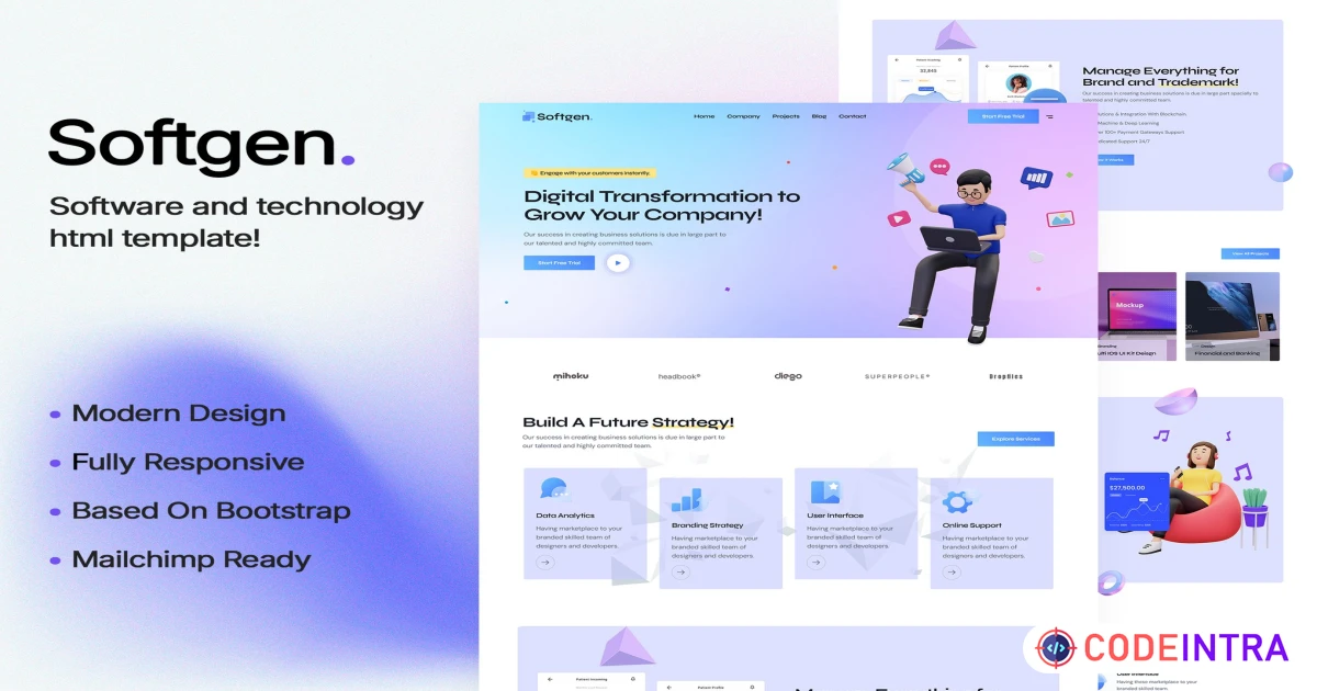 Softgen - Software & Technology HTML Template - Codeintra