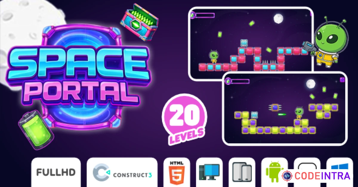 Product featured image Space Portal — Puzzle Game (Construct 3 + HTML5) - Codeintra