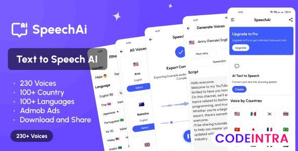 SpeechAI - Text to Speech App with Admob Ads and I