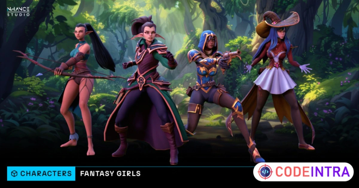 Product featured image Stylized Fantasy Girls NPC Pack #3 | 3D Humanoids | Unity Asset Store - Codeintra