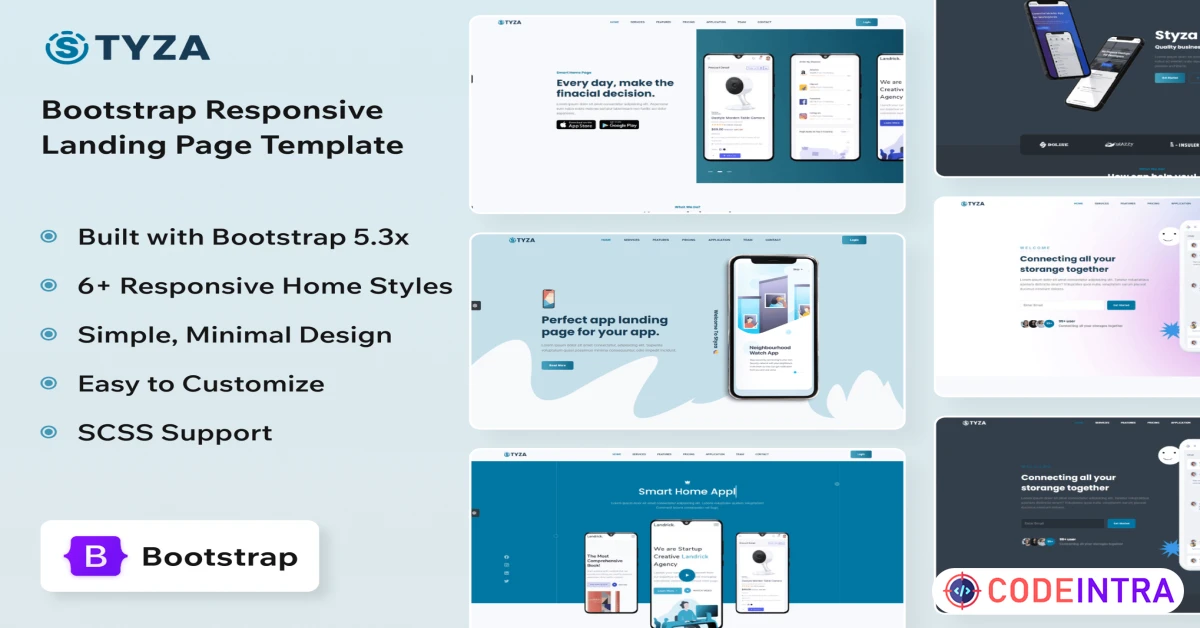 Product featured image Styza - App Landing Page Template - Codeintra