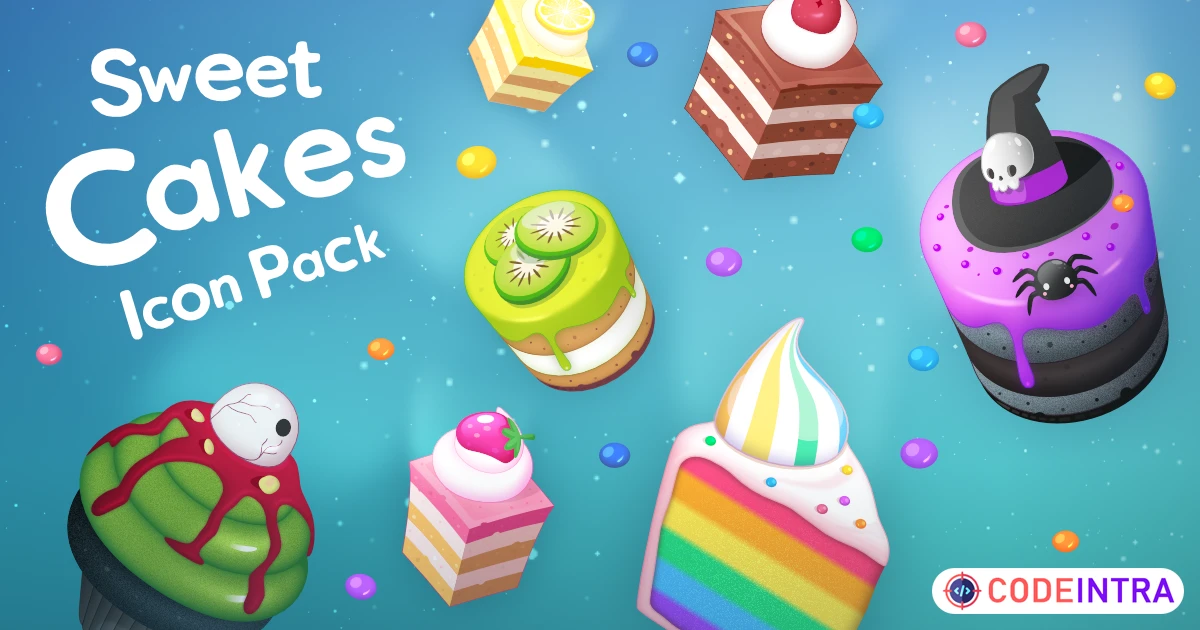 Sweet Cakes Icon Pack | 2D Icons | Unity Assets - Codeintra