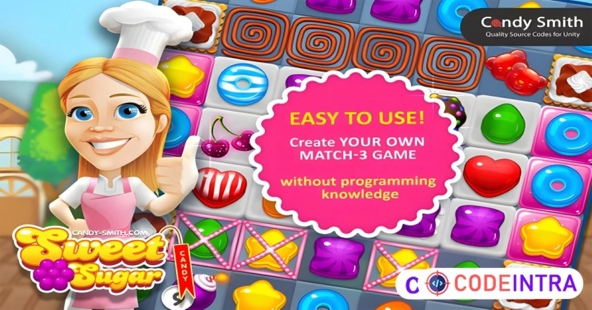 Sweet Candy Sugar Match 3 Premium Unity Asset - Codeintra