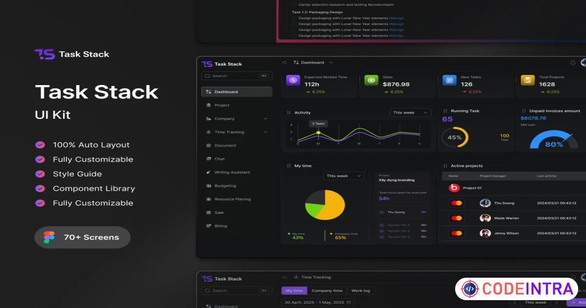 Task Stack UI kit - Figma Resources - Codeintra