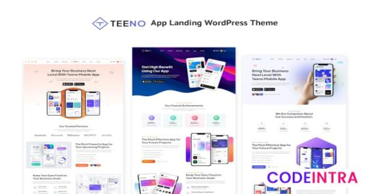 Teeno - App Landing WordPress Theme - Codeintra