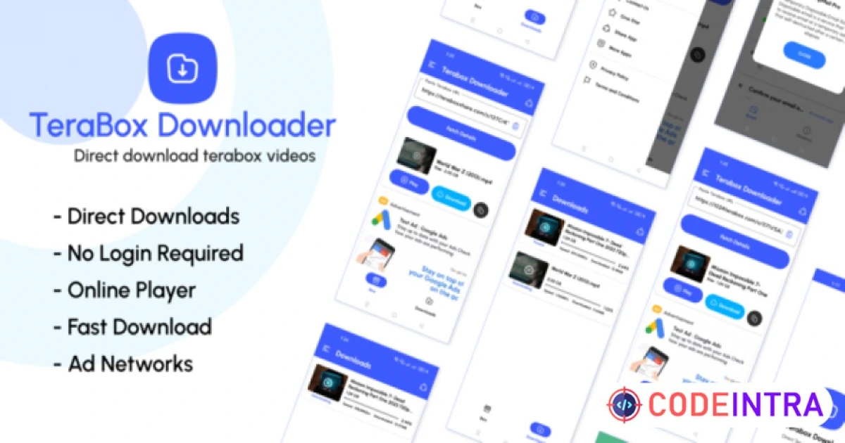 Terabox Video Downloader with Admob Ads - Codeintra