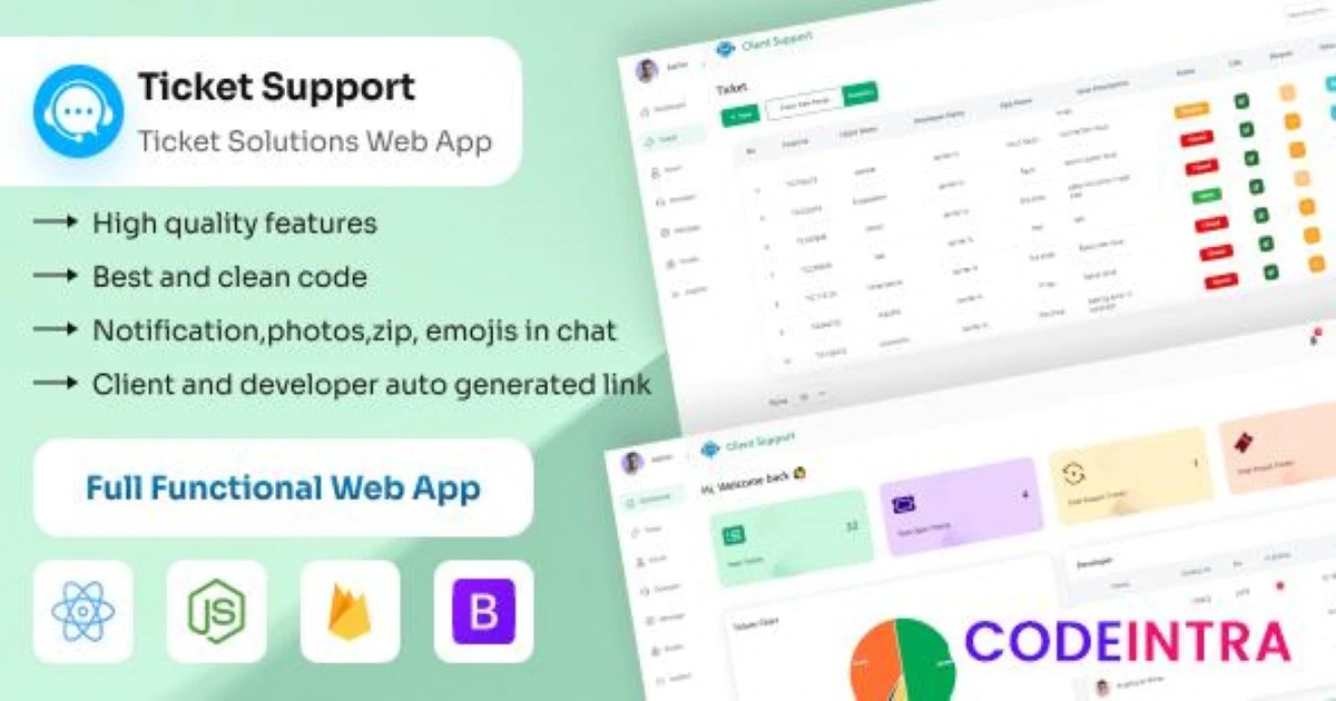 Ticket Support - Real Time Chat Web App - Codeintra