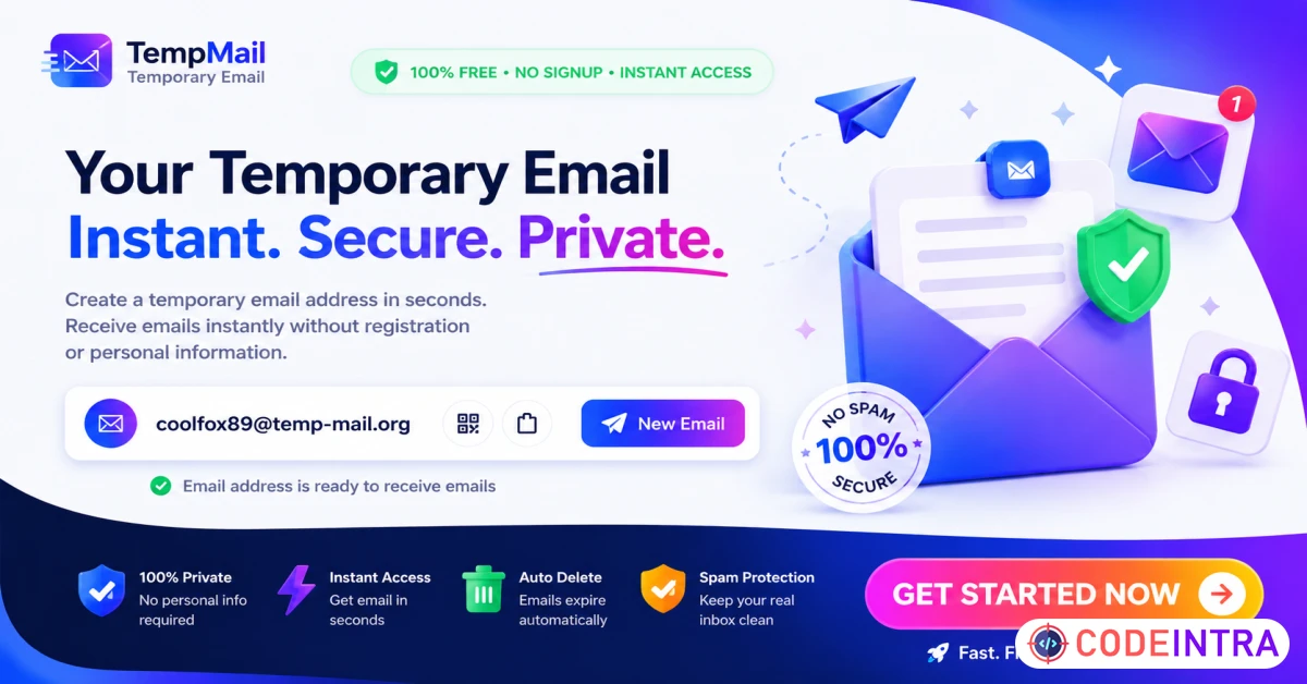 Product featured image TMail - Disposable Email System PHP Script - Codeintra