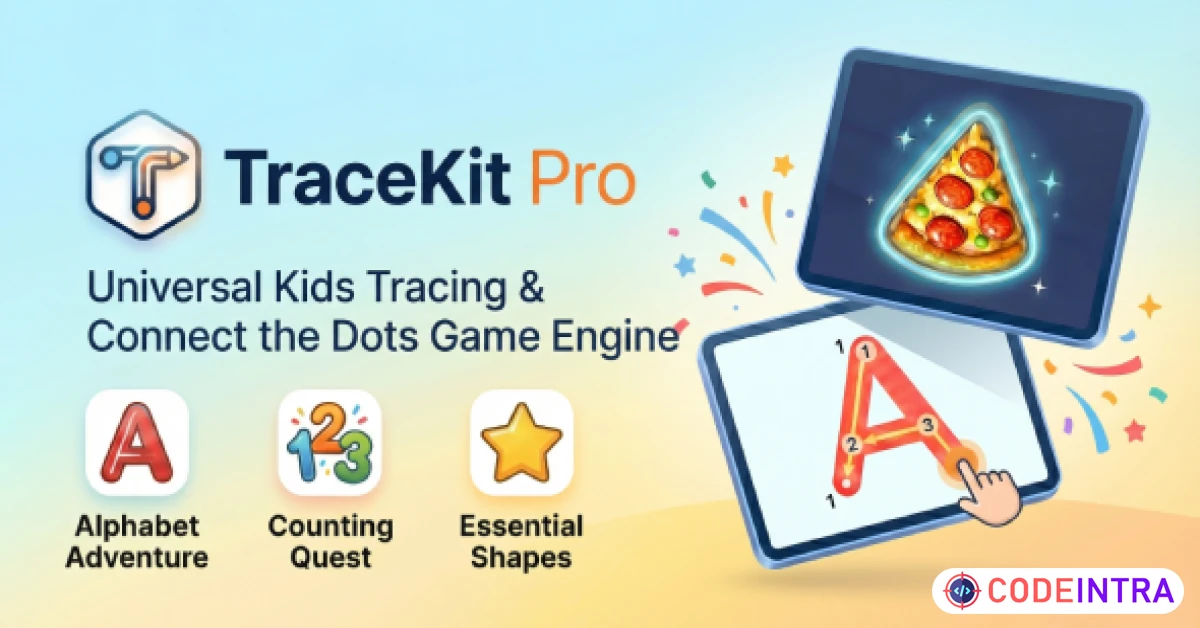 Product featured image TracerKit - Kids Tracing & Connect the Dots HTML5 Game Engine with Level Editor - Codeintra