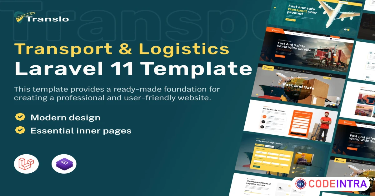 Translo Transport and Logistics Laravel Template - Codeintra