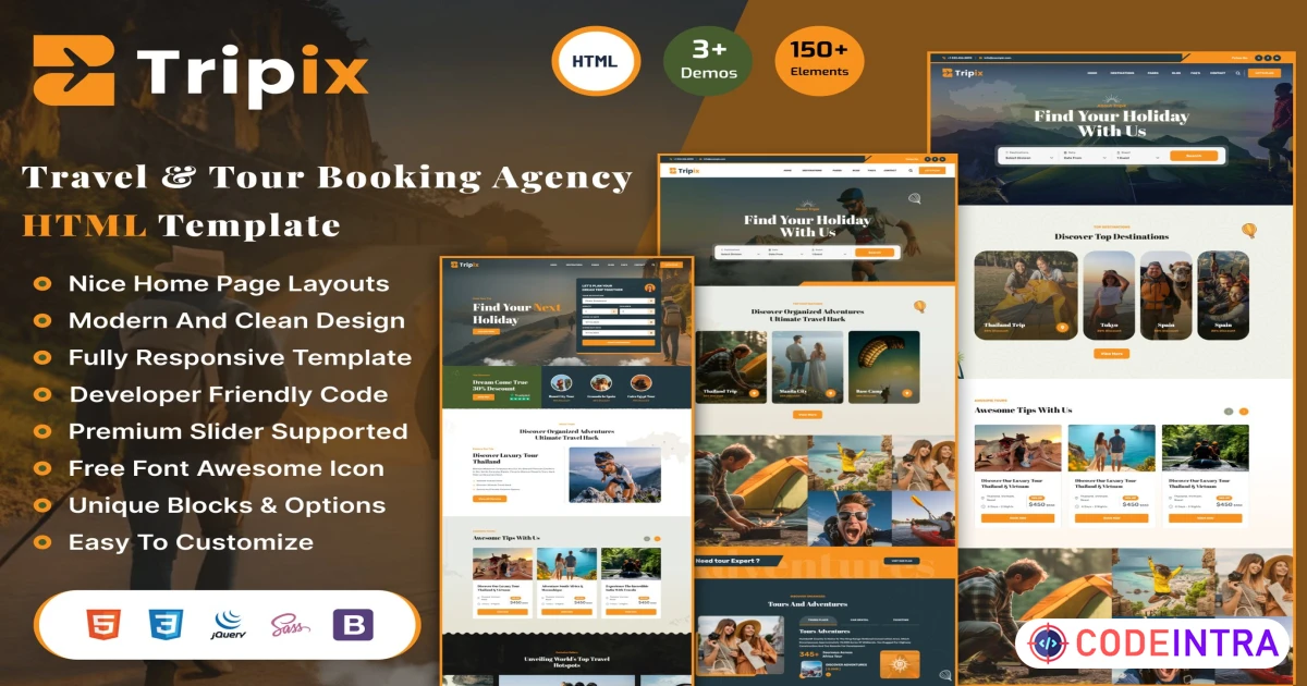 Tripix - Plantilla HTML de viajes y excursiones - Codeintra