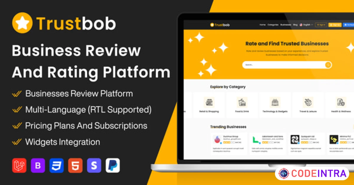 Trustbob - Business Review And Rating Platform (SAAS) - Codeintra