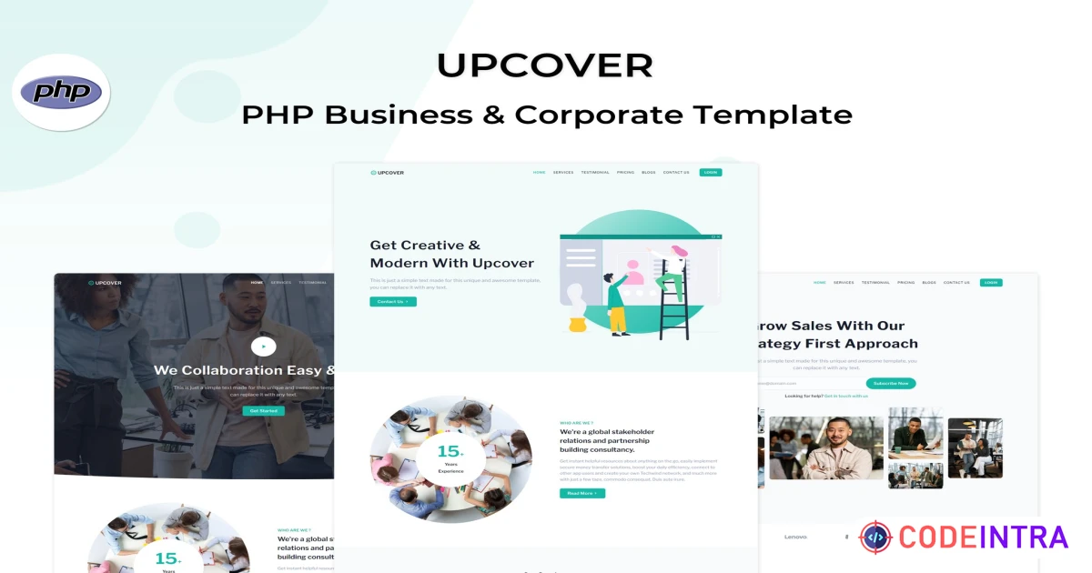 Upcover - PHP Business Landing Page Template - Codeintra